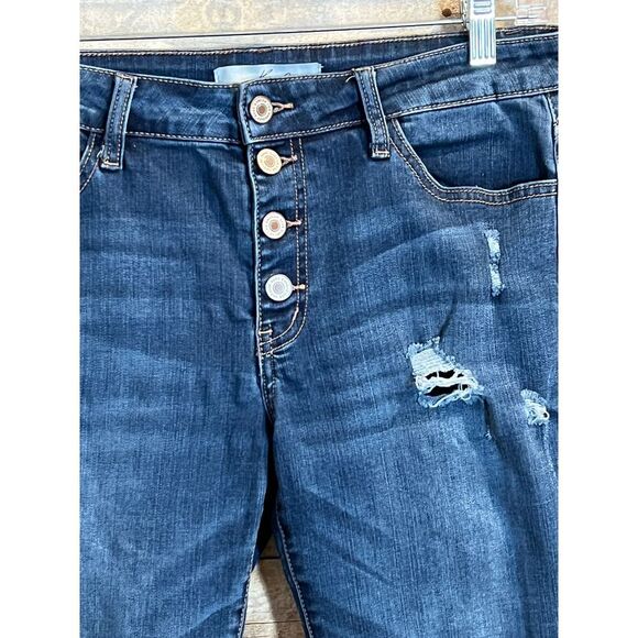 KANCAN DISTRESSED FRAYED HEM SKINNY ANKLE STRETCH CLASSIC CASUAL JEANS SIZE 29 - Picture 4 of 7